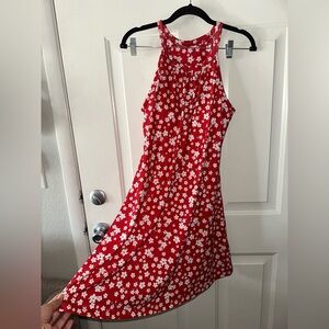 Floral Red Sleeveless Dress